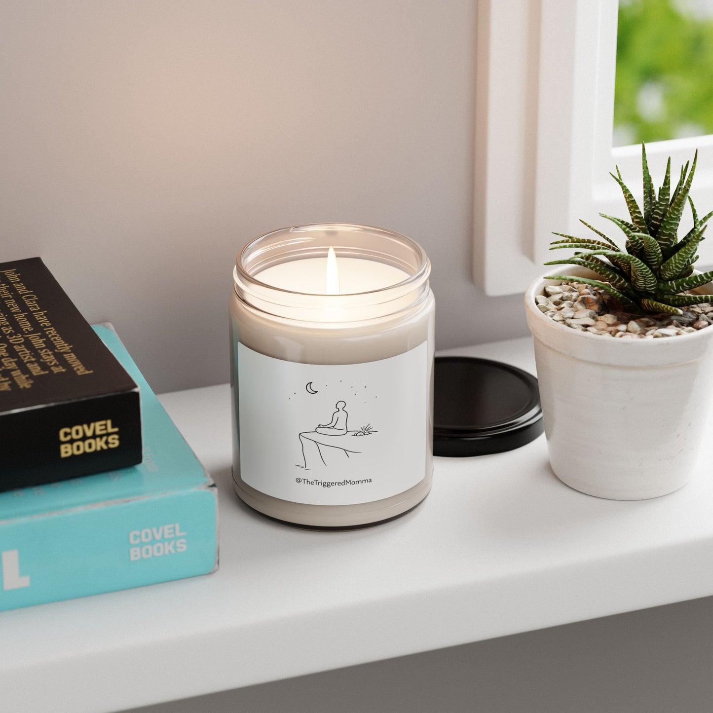 Meditating Moon Man Scented Soy Candle — 9oz Aromatherapy Candle by TheTriggeredMomma