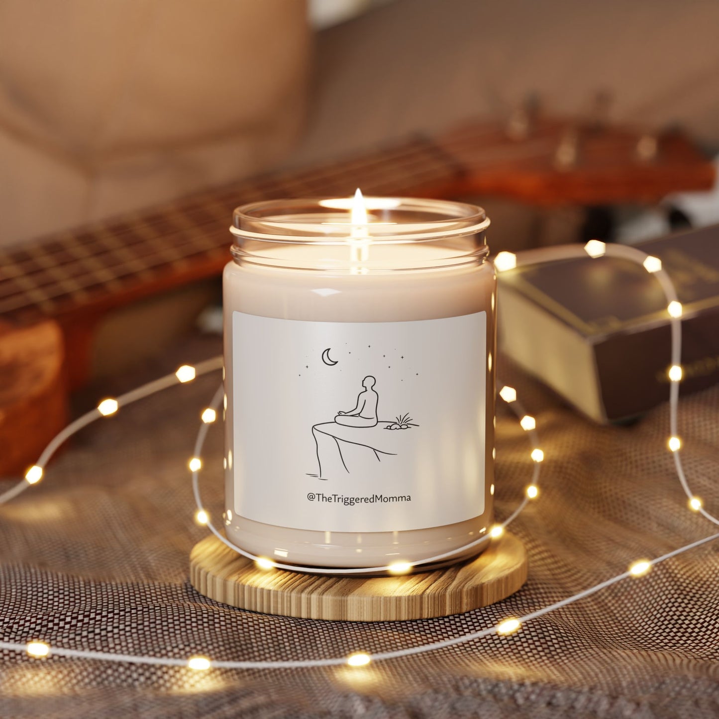 Meditating Moon Man Scented Soy Candle — 9oz Aromatherapy Candle by TheTriggeredMomma