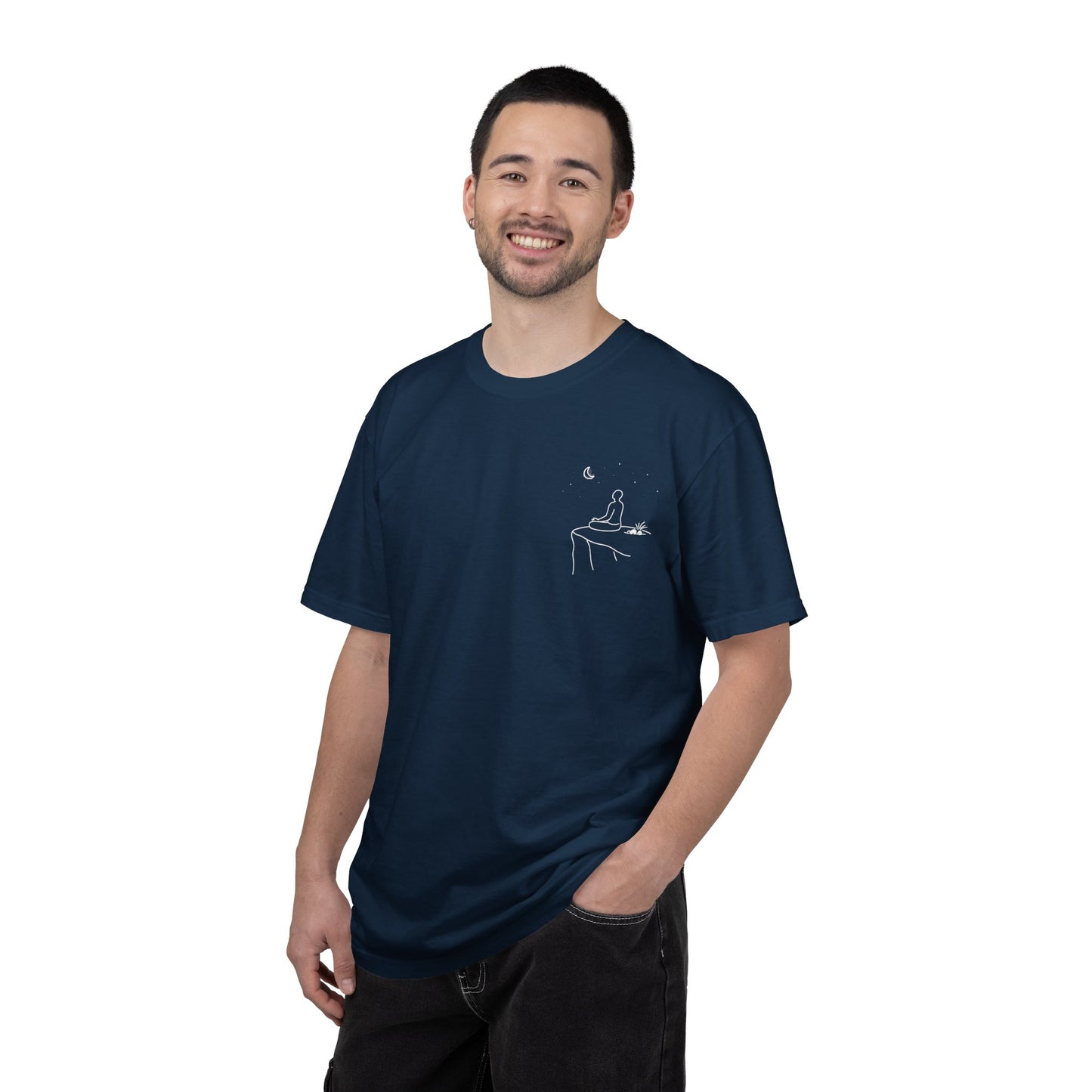 Breaking Cycles Not Spirits T-Shirt — Meditating Pocket Graphic