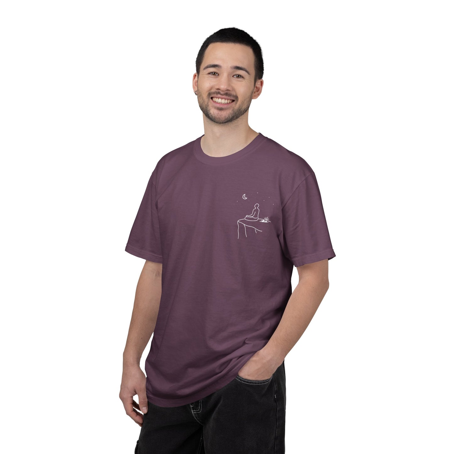 Breaking Cycles Not Spirits T-Shirt — Meditating Pocket Graphic