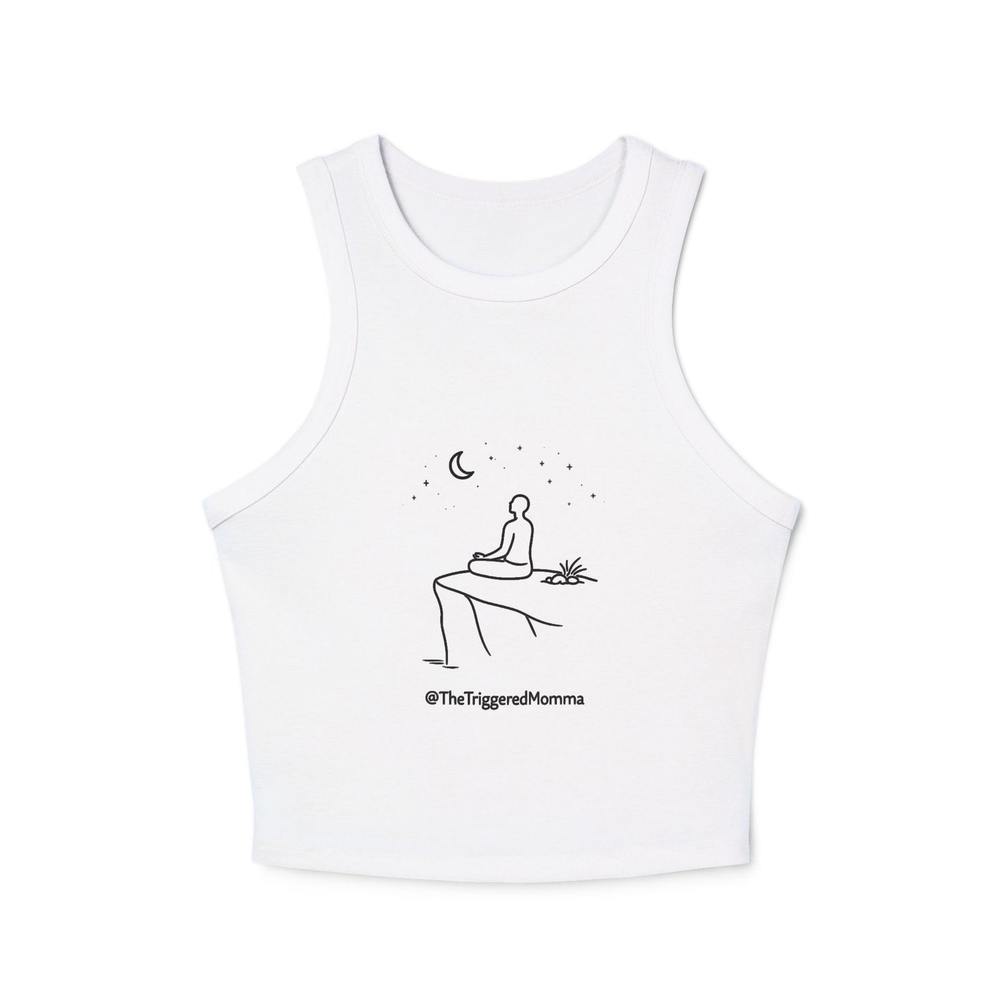 Meditating Moon Gazing Tank Top — Women's Micro Rib Racer Tank