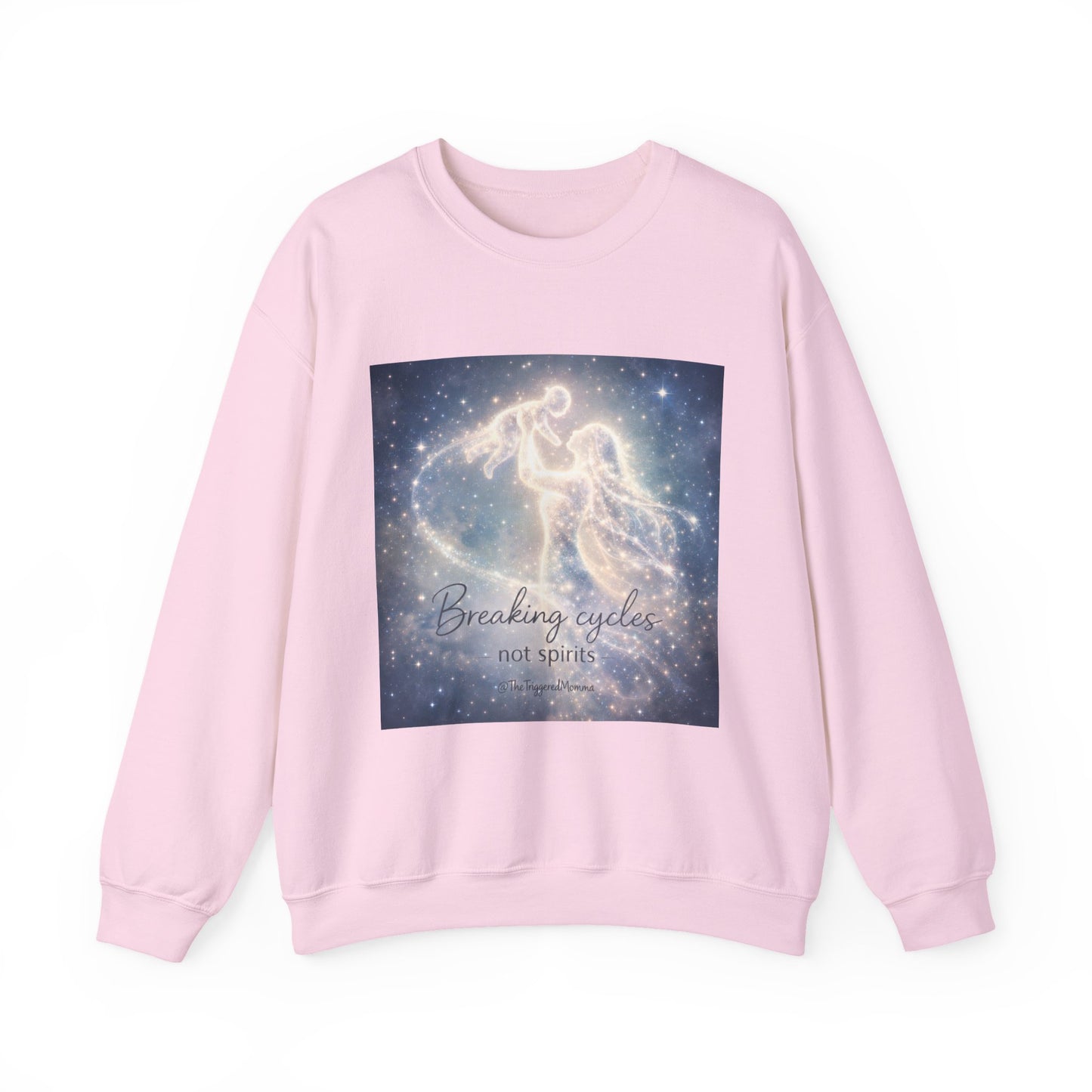 Crewneck Sweatshirt — 'Breaking cycles, not spirits' Celestial Angel Graphic