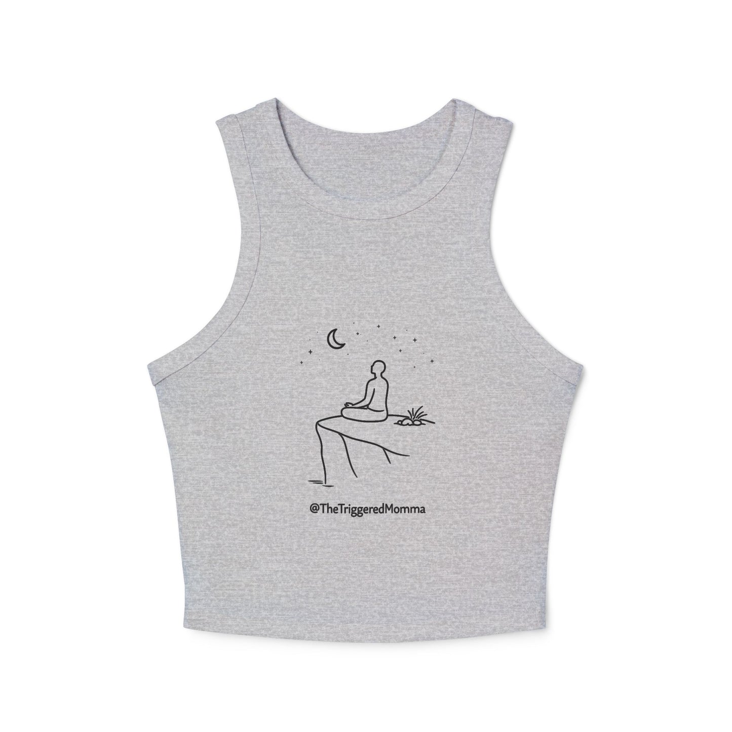 Meditating Moon Gazing Tank Top — Women's Micro Rib Racer Tank