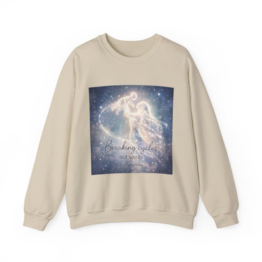 Crewneck Sweatshirt — 'Breaking cycles, not spirits' Celestial Angel Graphic