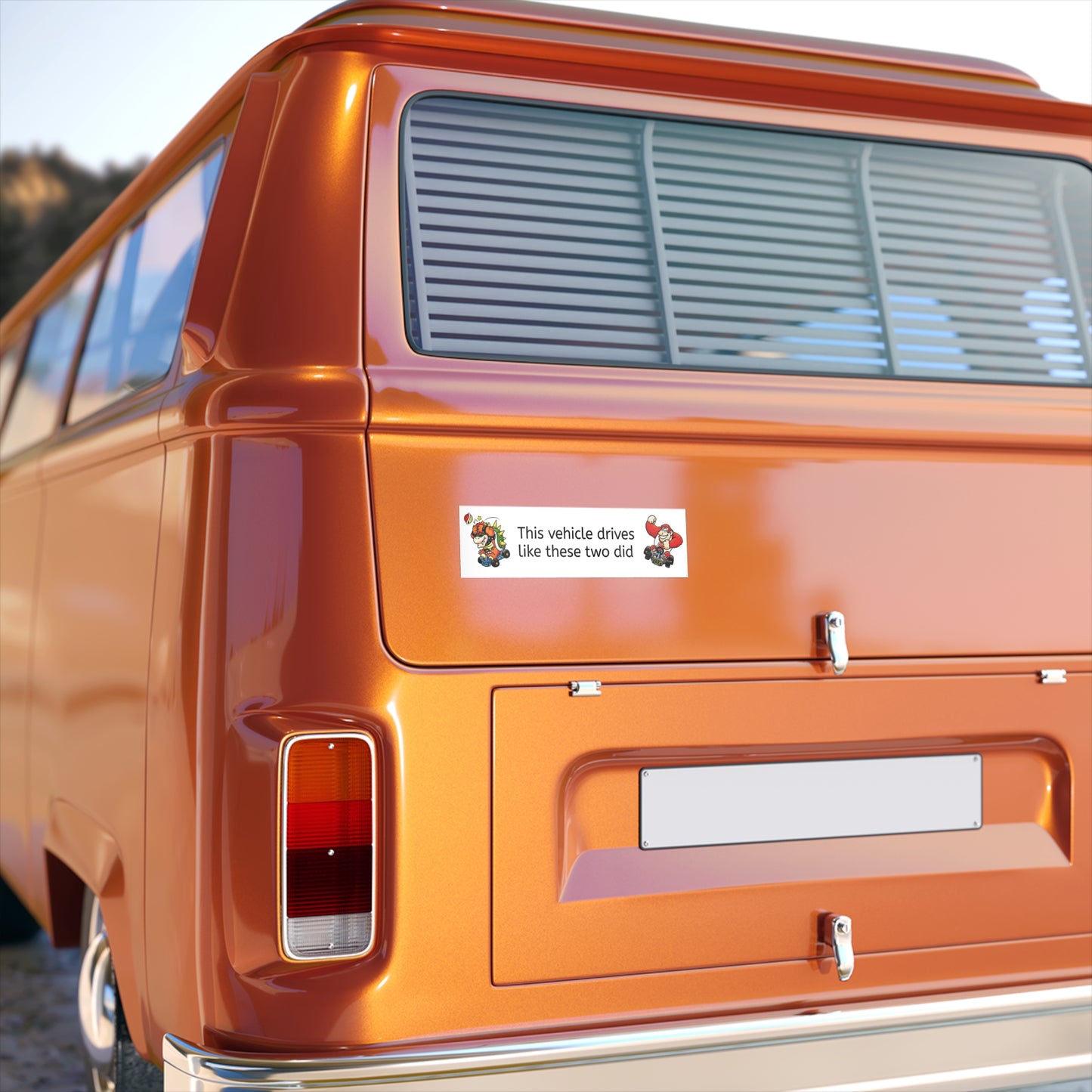 Bumper Sticker — "This vehicle drives like these two did" Funny Cartoon Racing Decal