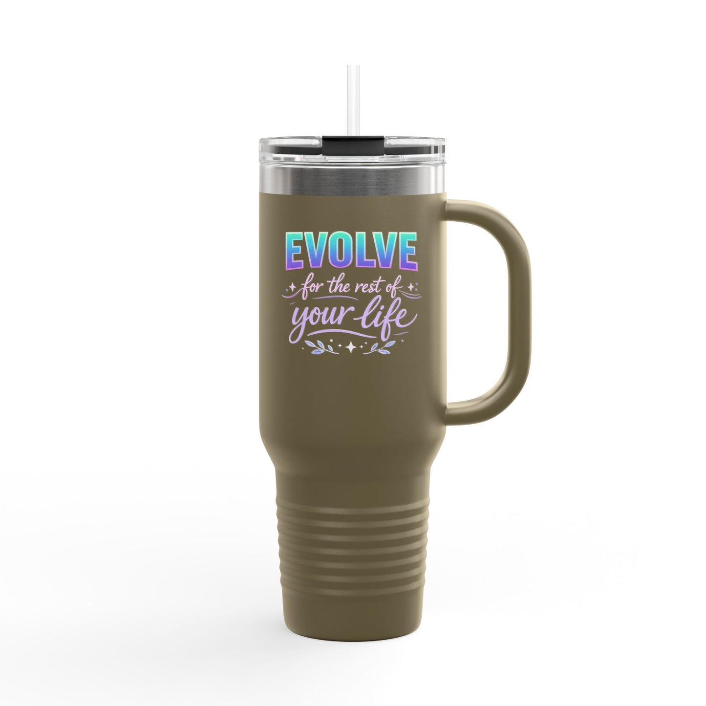 'Evolve for the Rest of Your Life' 40oz Insulated Travel Mug — Self-Growth Motivation