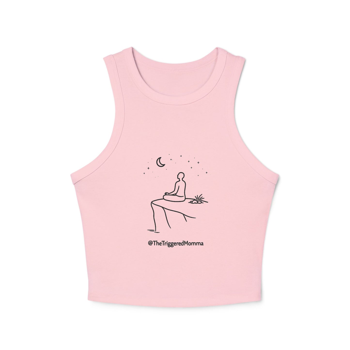 Meditating Moon Gazing Tank Top — Women's Micro Rib Racer Tank