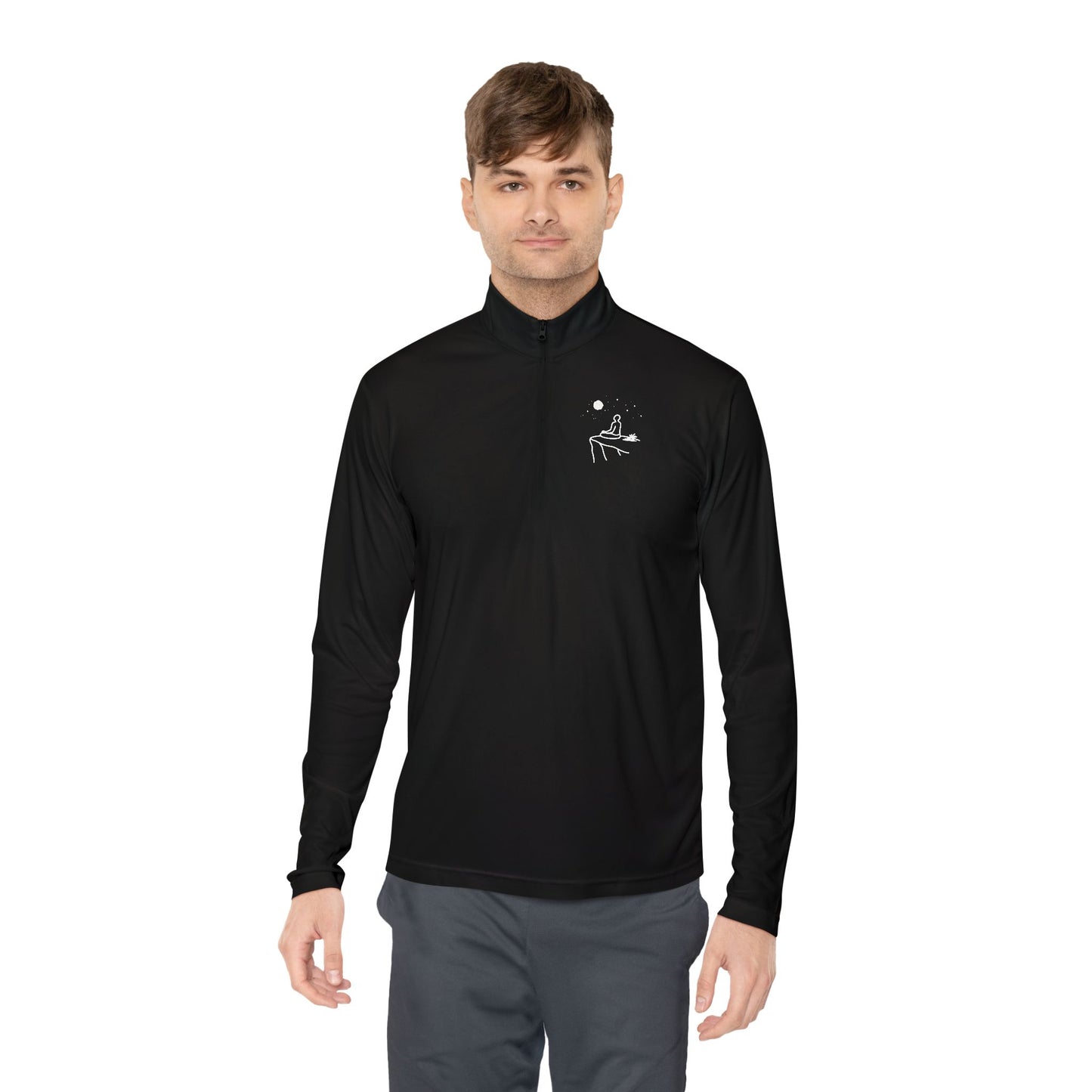 Quarter-Zip Pullover — "breathe you're allowed to take up space" Inspirational Embroidered